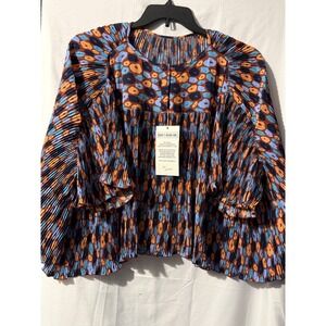 Wildfang The Empower Plisse Boxy Blouse 1X NWT Pleated Top